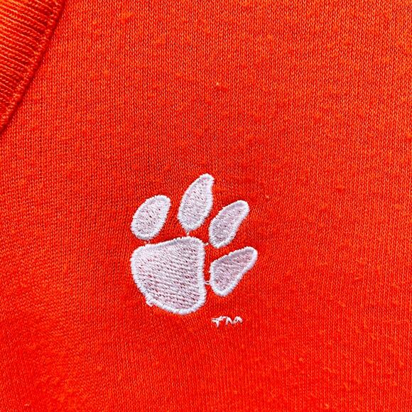 Clemson Tigers Vintage 60s 70s Sweater Orange V Neck Carmel Orlon USA Mens Large - Picture 3 of 7